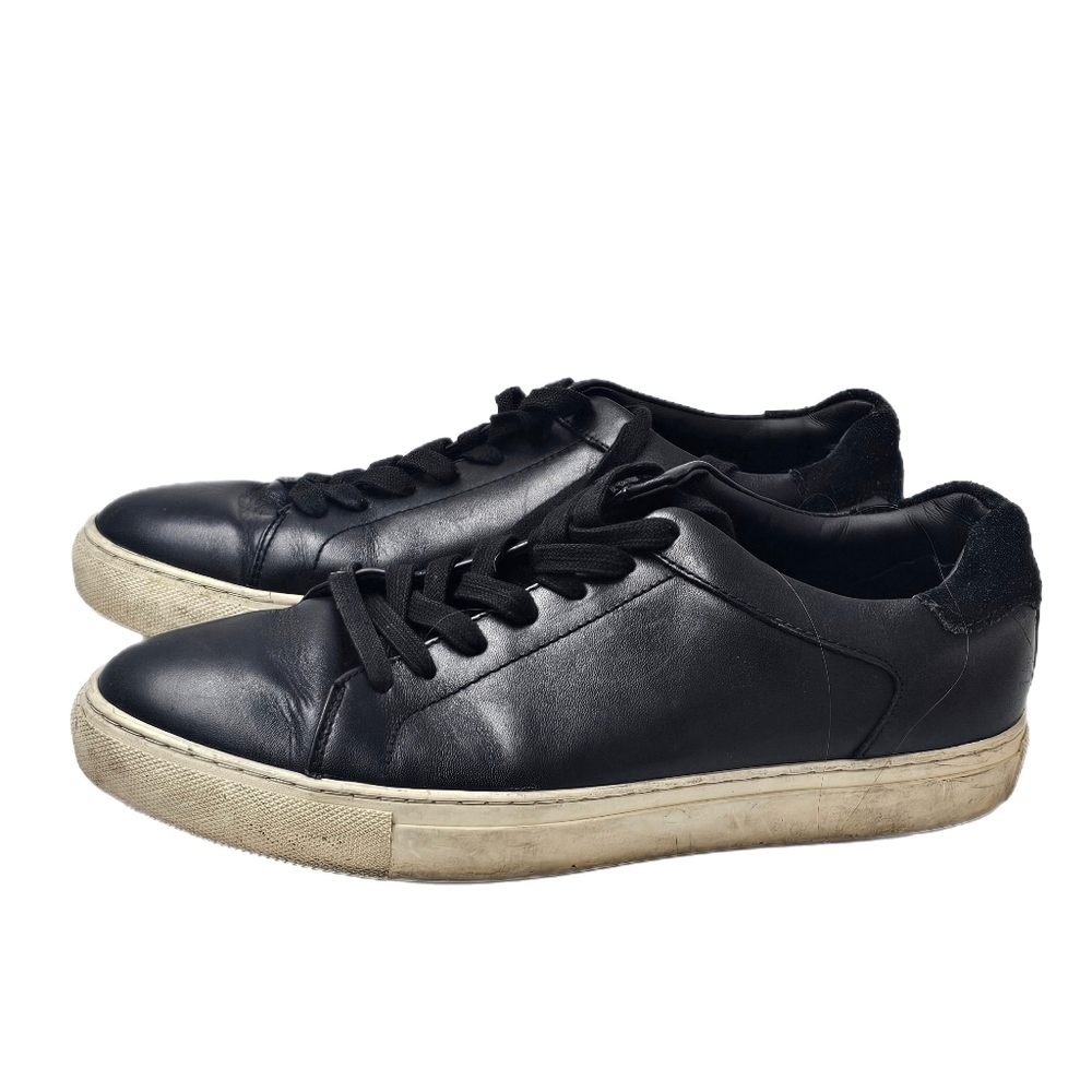 Nordstrom Jace Leather Low Top Sneaker Mens 8.5 Black Cream